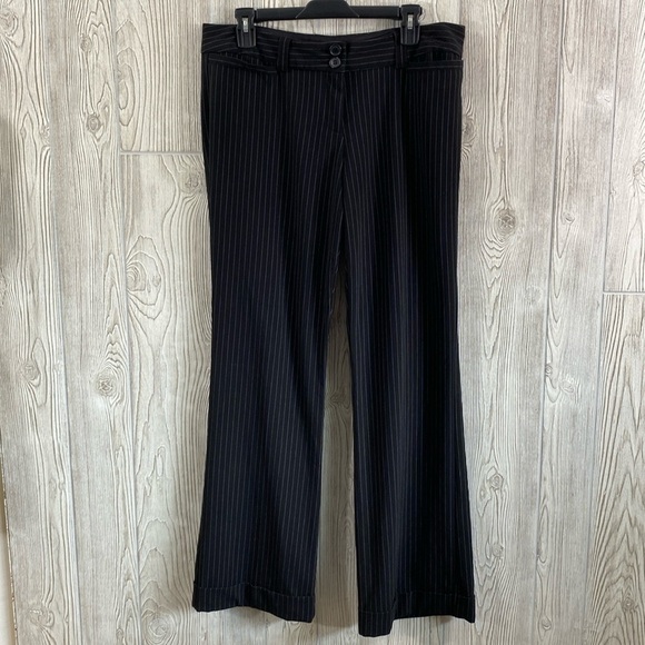 Star City Pants - Y2K Dana Black Pin Striped Dress Pants Size 13 Juniors